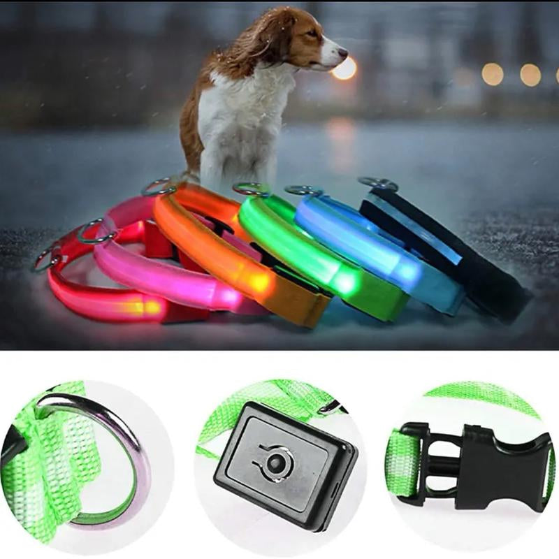 Easy to See at Night Adjustable Dog Collar Glow Pets Safety Waterproof