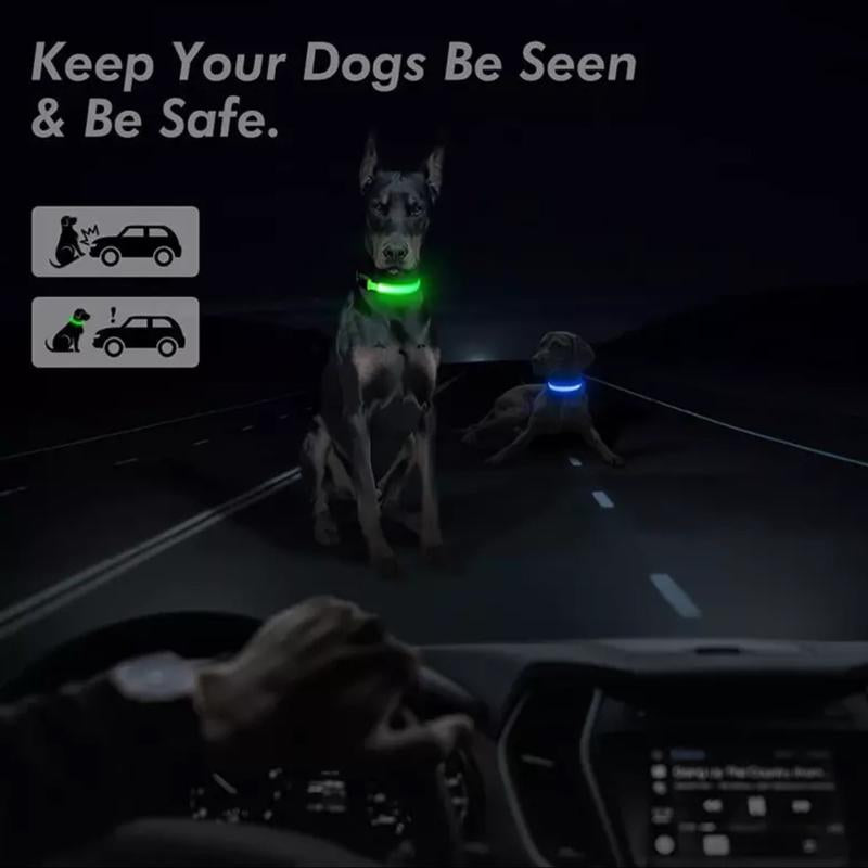 Easy to See at Night Adjustable Dog Collar Glow Pets Safety Waterproof