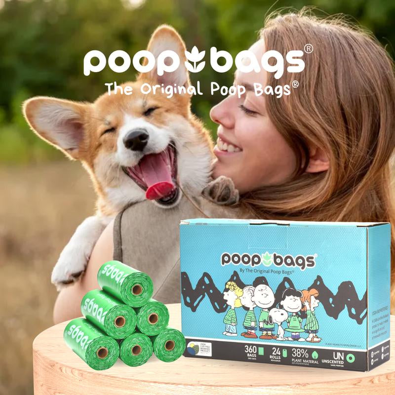 The Original Poop Bags- Peanuts 360 Unscented Poop Bags in Leash Rolls Pet Poop Bags