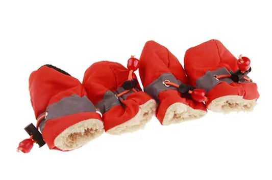 4Pcs/Set Winter Reflective Thick Warm Pet Shoes Dogs Snow Boots Anti-Slip Shoes for Small Dogs Cats Chihuahua Yorkie