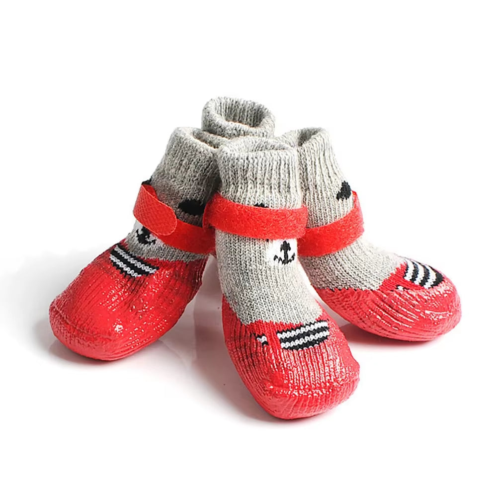 4Pcs/Set Pet Shoes Winter Warm Dog Socks Waterproof Anti-Slip Rain Snow Boots for Small Large Dogs Cats Puppy Chihuahua Shoes