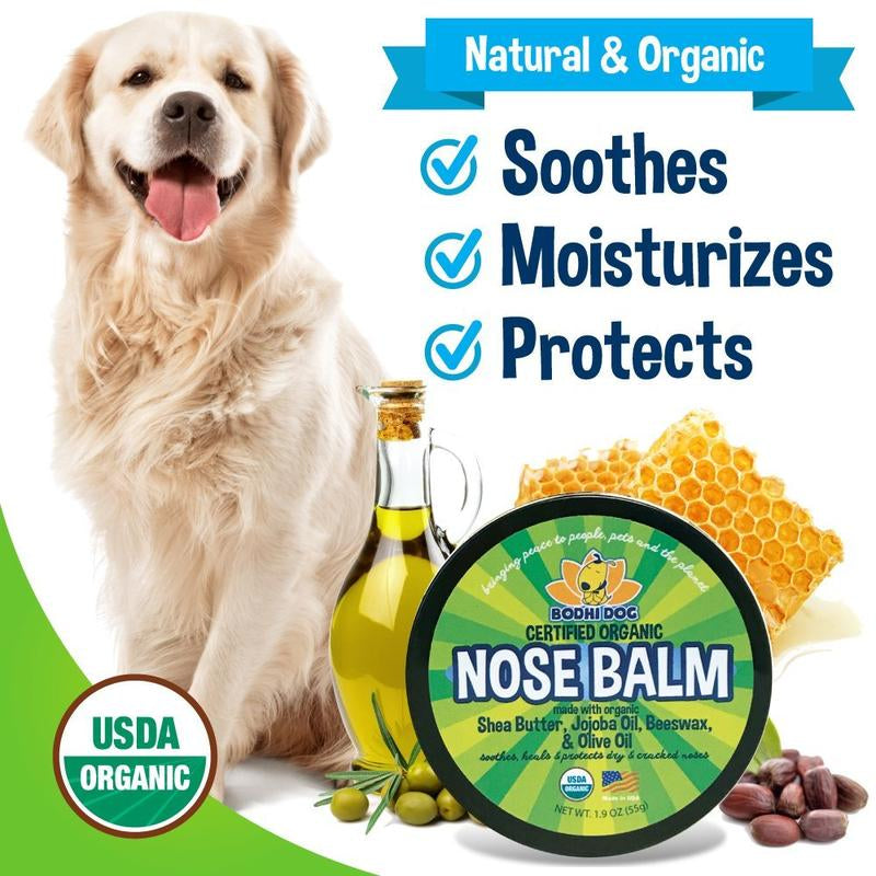 Bodhi Dog Nose Balm | USDA Certified Organic | Moisturizes & Soothes Dry Noses | Protect & Restore Cracked and Chapped Dog and Cat Noses | Made in USA