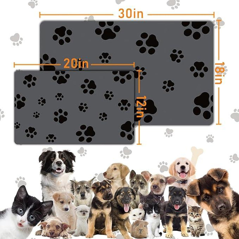 18"×30" Dog Food Mat- No Stains Quick Dry Cat Dog Food Bowl Mat Non Skid Dog Feeding Mat