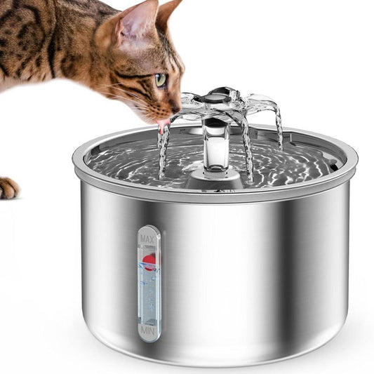 Ptlom Pet Water Fountain, Safesip Pump Cat Water Fountain for Pets, Dishwasher Safe Stainless Steel, 2L Capacity, Bpa-Free, Ultra-Quite, Easy to Clean