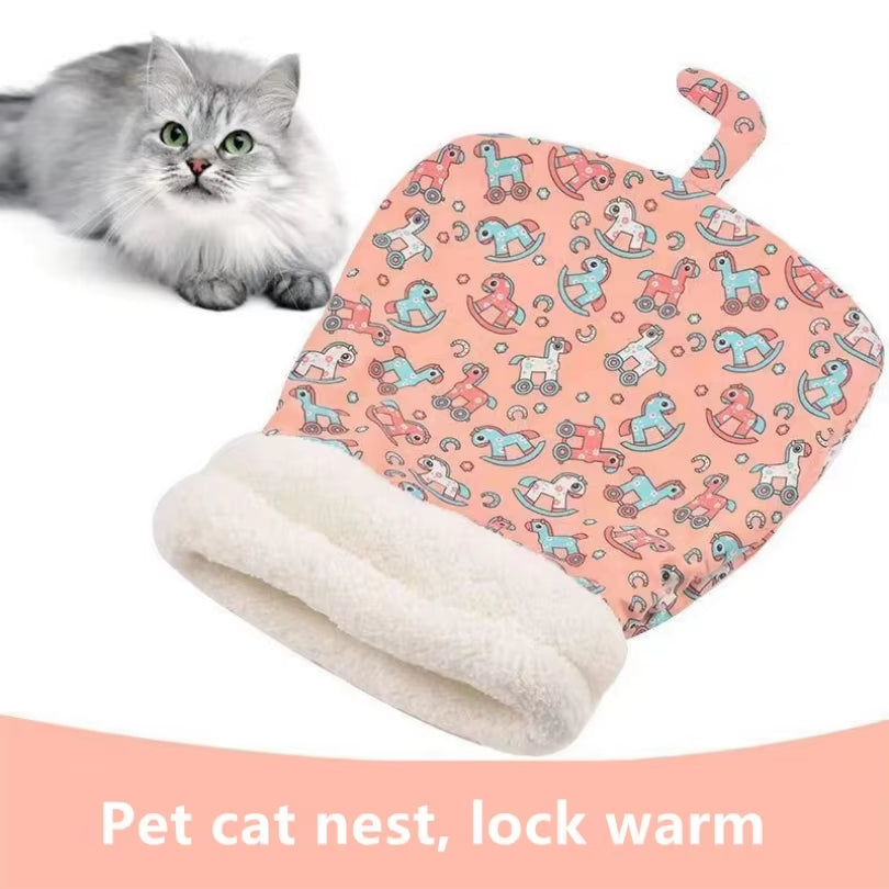 Cat Sleeping Bag Soft Winter Fluffy Feel Thickened Pet Pocket Type Quilt Bed Kitten Puppy Soft Comfortable Nest Pet Supplies